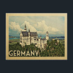 Duitsland Briefkaart Vintage Travel<br><div class="desc">Het Duitse ontwerp in de stijl Vintage Travel met het Neuschwanstein Castle in al zijn Duitse glorie.</div>
