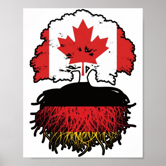 Duitsland - Canadese vlag voor boomstammen Poster (Voorkant)