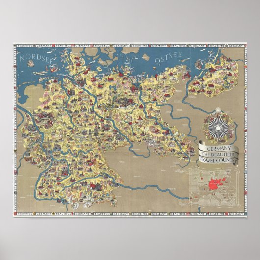 Duitsland, de prachtige landkaart  poster (Voorkant)