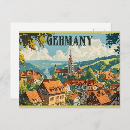 Duitsland  Duitse stad Retro Travel Briefkaart (Voorkant / Achterkant)