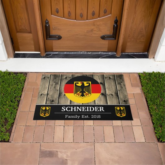 Duitsland & Duitse vlag rustiek hout / familie Deurmat (Buiten)