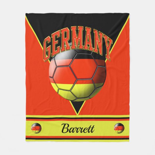 Duitsland Duitse vlag Voetbal | Naam Fleece Deken (Voorkant)
