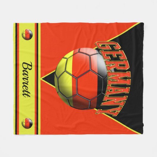 Duitsland Duitse vlag Voetbal | Naam Fleece Deken (Voorkant (Horizontaal))
