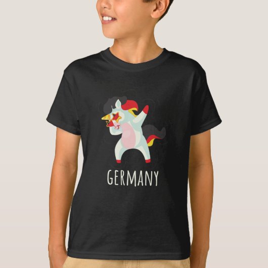 Duitsland Flag Dabbing Unicorn T-shirt (Voorkant)