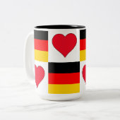 Duitsland Flag Heart Patriottic German Pride Tweekleurige Koffiemok (Voorkant links)