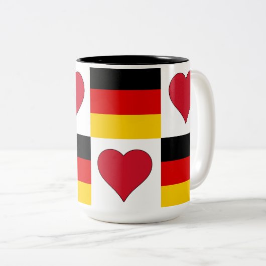 Duitsland Flag Heart Patriottic German Pride Tweekleurige Koffiemok (Voorkant rechts)