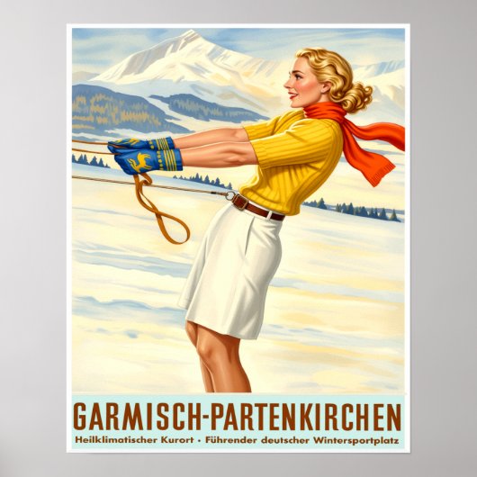 Duitsland, Garmisch Partenkirchen skiposter Poster (Voorkant)