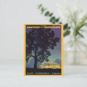  Duitsland, Gele Bus bij Nacht, Reiskunst Briefkaart (Staand voorkant)