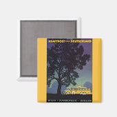  Duitsland, Gele Bus bij Nacht, Reiskunst Magneet (Voorkant / Achterkant)