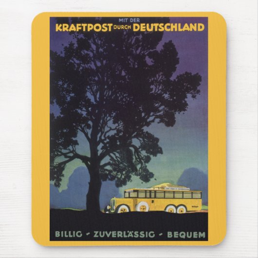 Duitsland, Gele Bus bij Nacht, Reiskunst Muismat (Voorkant)