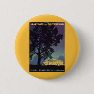  Duitsland, Gele Bus bij Nacht, Reiskunst Ronde Button 5,7 Cm