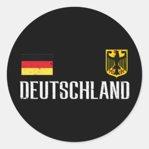 Duitsland Germany Vlag Voetbal Fan Mannen Vrouwen Ronde Sticker