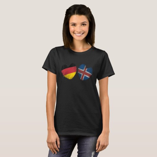 Duitsland IJsland Hart Duitse vlag IJslander vlag  T-shirt (Voorkant volledig)