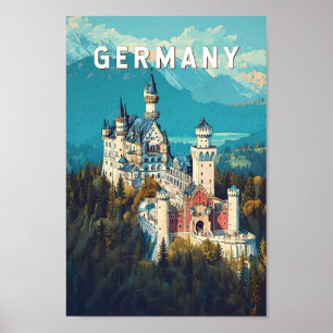 Duitsland Illustratie Reizen Art Vintage Poster