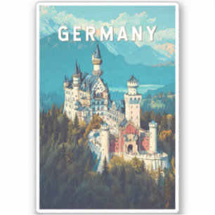 Duitsland Illustratie Reizen Art Vintage Sticker