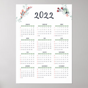Duitsland Jahreskalender mit KW 2022 A3 Grösse Poster