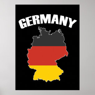 Duitsland - Kaart - Duitse vlag - Duits reizen Poster