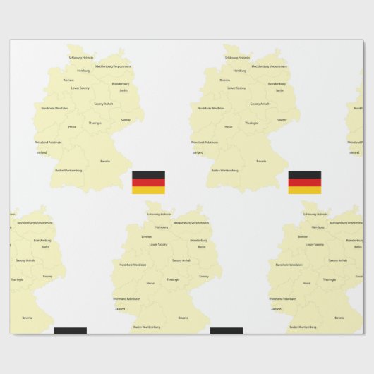 Duitsland Kaart met Staten en Hoofdsteden Cadeaupapier (Vlak)
