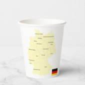 Duitsland Kaart met Staten en Hoofdsteden Papieren Bekers (Voorkant)