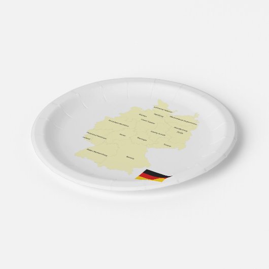 Duitsland Kaart met Staten en Hoofdsteden Papieren Bordje (Gekanteld)