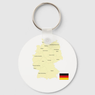 Duitsland Kaart met Staten en Hoofdsteden Sleutelhanger