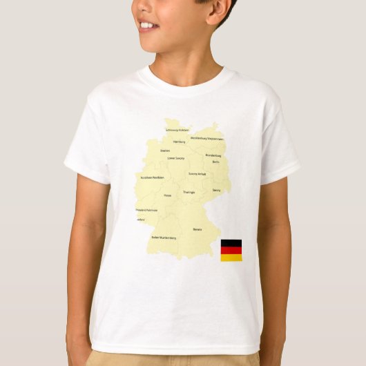 Duitsland Kaart met Staten en Hoofdsteden T-shirt (Voorkant)