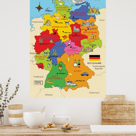 Duitsland-kaart Poster (Keuken)