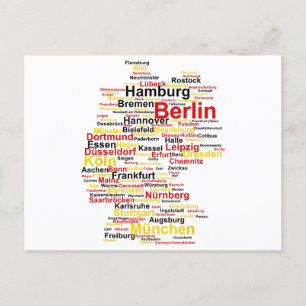 Duitsland kaart Silhouette Towns Cities Flag Berli