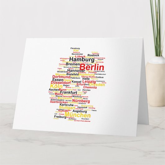 Duitsland kaart Silhouette Towns Cities Flag Berli (Voorkant)