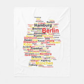 Duitsland kaart Silhouette Towns Cities Flag Berli Fleece Deken (Voorkant)