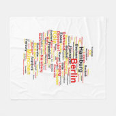 Duitsland kaart Silhouette Towns Cities Flag Berli Fleece Deken (Voorkant (Horizontaal))