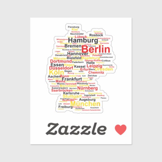 Duitsland kaart Silhouette Towns Cities Flag Berli Sticker (Vel)