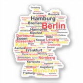Duitsland kaart Silhouette Towns Cities Flag Berli Sticker (Voorkant)