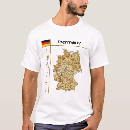 Duitsland Kaart + vlag + titel T-shirt (Voorkant)