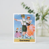 Duitsland: koppels dansen polka in volkskostuums briefkaart (Staand voorkant)