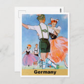 Duitsland: koppels dansen polka in volkskostuums briefkaart (Voorkant / Achterkant)