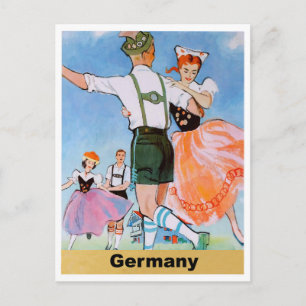 Duitsland, koppels die polka dansen in volkscostuu briefkaart