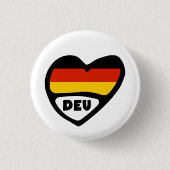 Duitsland Landcode Flag Heart Pin Badge, DEU Ronde Button 3,2 Cm (Voorkant)