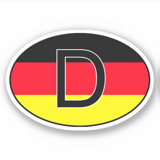Duitsland Landcode Ovale Sticker met vlag (Voorkant)