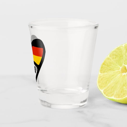 Duitsland Landcode Vlag Hart, DEU Shot Glas (Rechts)