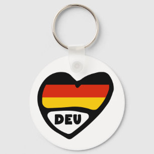 Duitsland Landcode Vlag Heart Keyring, DEU Sleutelhanger