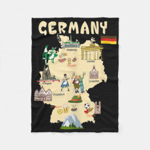 Duitsland Landmark Kaart, bekende bezienswaardighe Fleece Deken