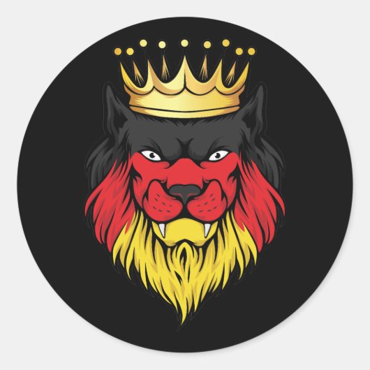 Duitsland Lion King Flag Ronde Sticker (Voorkant)