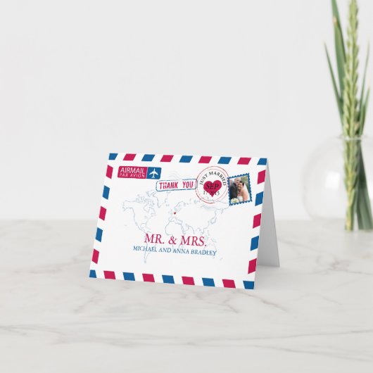 DUITSLAND Luchtpost Huwelijks Dankjewel Bedankkaart (Voorkant)