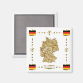 Duitsland Map + Flags Magnet (Voorkant / Achterkant)