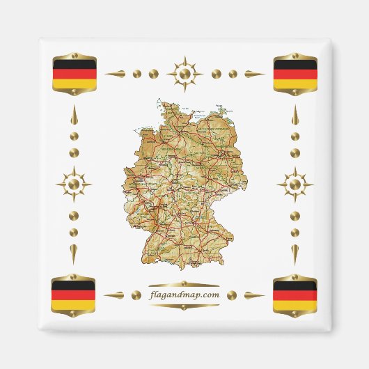 Duitsland Map + Flags Magnet (Voorkant)