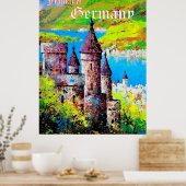 Duitsland, middeleeuws kasteel in Frankfurt, rivie Poster (Keuken)