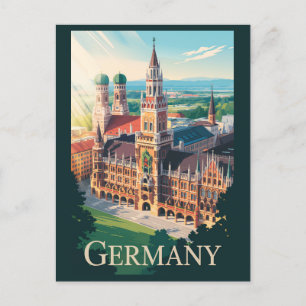 Duitsland Munich Illustration Travel Art Vintage Briefkaart