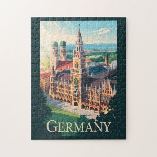 Duitsland Munich Illustration Travel Art Vintage Legpuzzel (Verticaal)