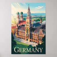 Duitsland Munich Illustration Travel Art Vintage